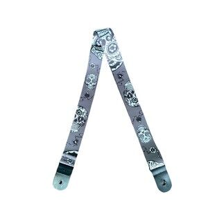 Planet Waves D'Addario Sugar Skull Design Guitar Strap - Black, Gray, White